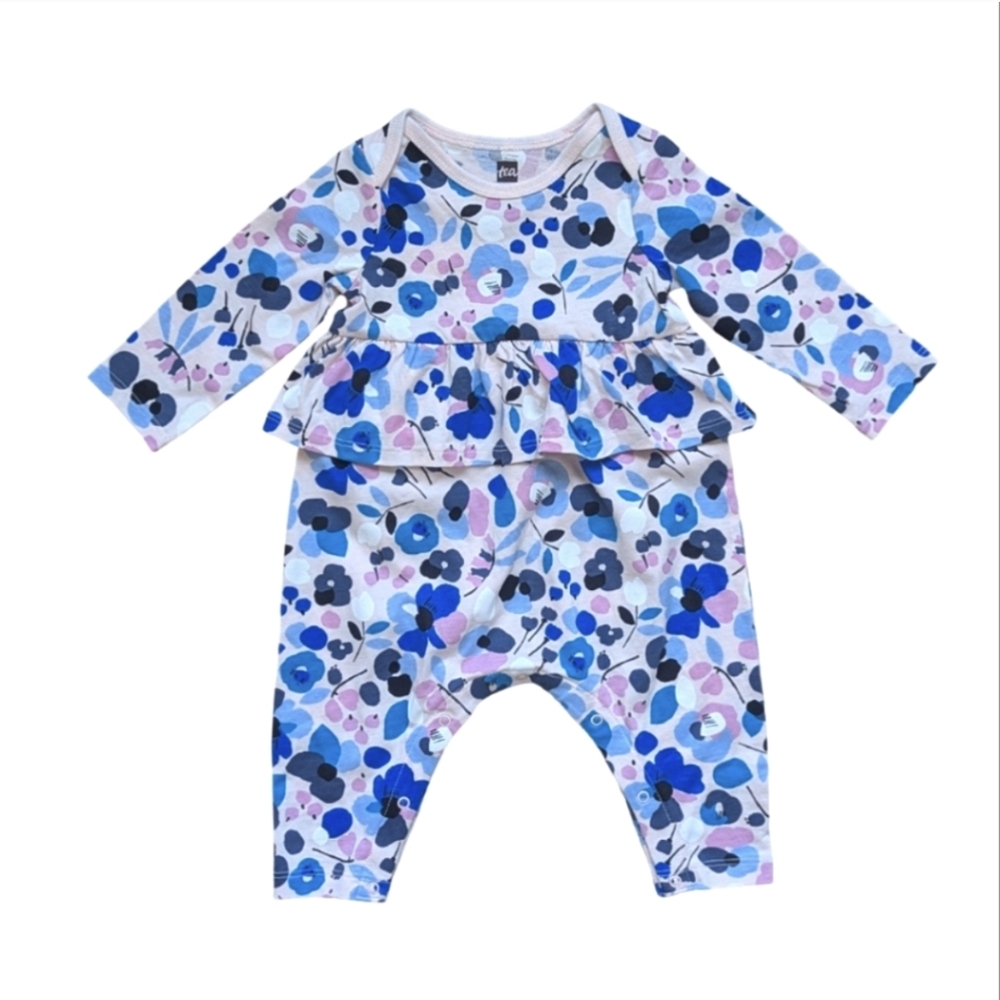NWT! Tea Collection Floral Peplum Romper - Size 3-6M